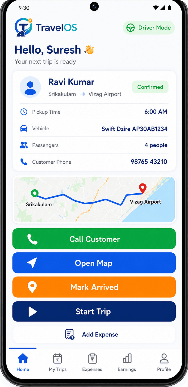 TravelOS driver mode